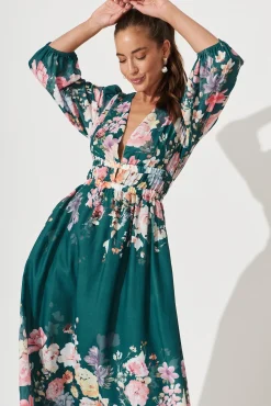 Discount Camie Maxi Dress In Teal With Orange Floral Dresses|Party