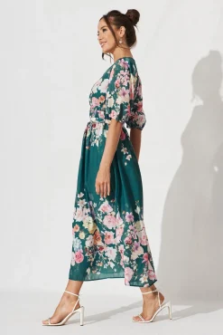 Best Camille Maxi Dress In Teal With Orange Floral Engagement Party
