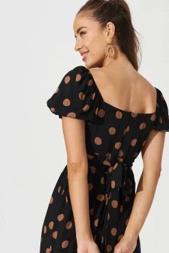 Discount Candie Midi Dress In Black With Brown Spot Dresses|Casual