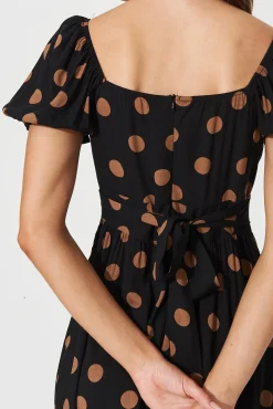 Discount Candie Midi Dress In Black With Brown Spot Dresses|Casual