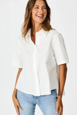 Hot Carrie Shirt in White Cotton Tops