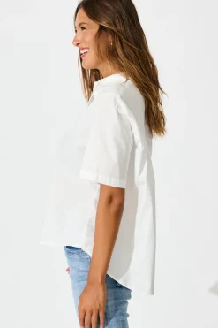 Hot Carrie Shirt in White Cotton Tops