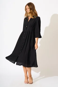 Fashion Casablanca Midi Dress in Black Dresses|Casual
