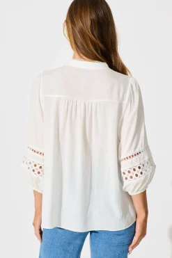 Fashion Cascades Top in White Linen Blend Tops|Casual