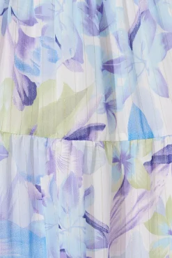 Clearance Celine Midi Dress In Blue With Green Watercolour Floral Print Dresses|Party