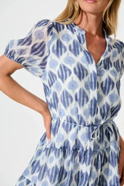 Hot Charlita Dress in Blue and Navy Print Dresses|Casual