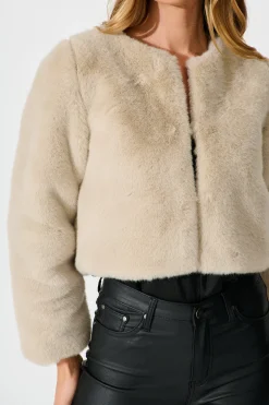 Best Cher Faux Fur Jacket In Beige Outerwear|Outerwear