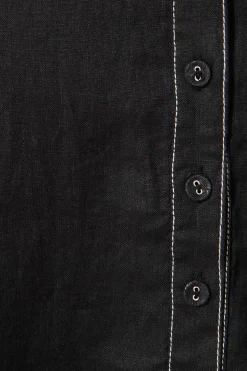 Fashion Christiana Maxi Shirt Dress In Black Linen Dresses|Casual