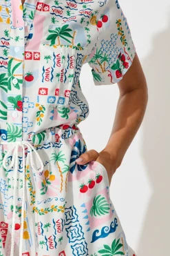 Sale Clara Playsuit in White Multi Print Playsuits & Jumpsuits|Jumpsuits & Playsuits