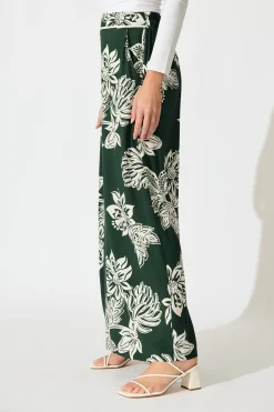 Clearance Confessions Pant in Emerald White Floral Bottoms