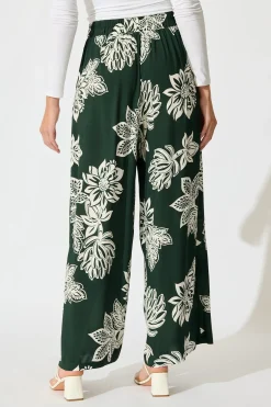 Clearance Confessions Pant in Emerald White Floral Bottoms
