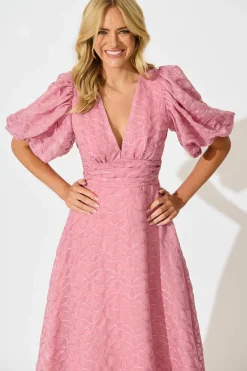 New Countess Maxi Dress in Pink Embroidered Organza Dresses|Party