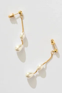 New Dainty Drop Pearl Earrings in Gold Jewellery