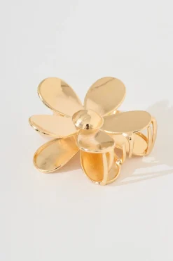 New Daisy Metal Hair Claw in Gold Hair Accessories