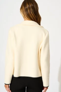 New Danika Jacket in Cream with Black Contrast Trim Outerwear|Outerwear
