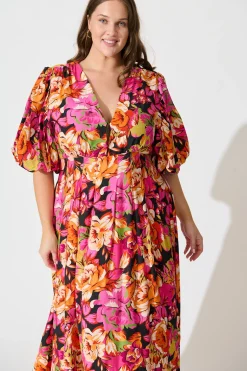 Hot Daydreamer Midi Dress In Multi Floral Dresses|Party