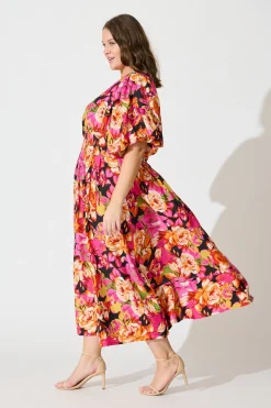 Hot Daydreamer Midi Dress In Multi Floral Dresses|Party