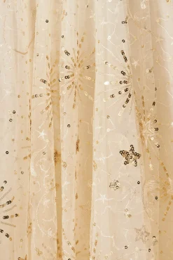 New Dazzle Maxi Dress In Gold Sequin Tulle Dresses|Cocktail