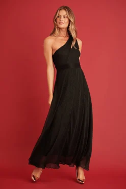 Sale Dazzling One Shoulder Maxi Dress In Black Lurex Bridesmaids|Wedding Guest