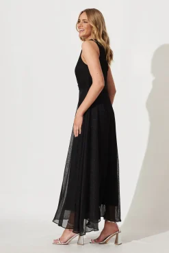 Sale Dazzling One Shoulder Maxi Dress In Black Lurex Bridesmaids|Wedding Guest