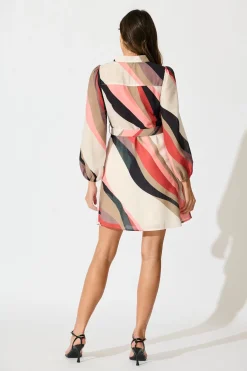 Discount Defined Shirt Dress in Multi Print Linen Blend Dresses|Party