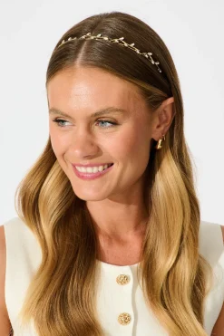 Fashion Desiree Headband in Gold with Leaf Diamante Hair Accessories|Wedding Guest