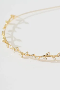 Fashion Desiree Headband in Gold with Leaf Diamante Hair Accessories|Wedding Guest