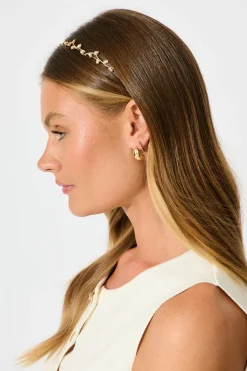 Fashion Desiree Headband in Gold with Leaf Diamante Hair Accessories|Wedding Guest