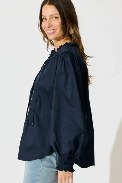Hot Devotion Top in Navy Cotton Tops|Casual