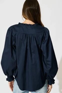 Hot Devotion Top in Navy Cotton Tops|Casual
