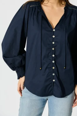 Hot Devotion Top in Navy Cotton Tops|Casual