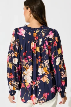 Online Devotion Top in Navy with Multi Floral Tops
