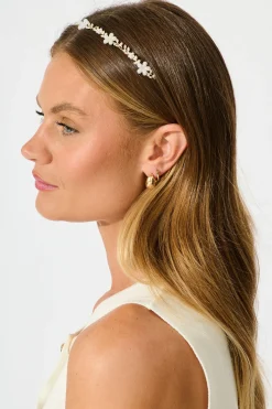 Fashion Dina Headband in Gold with Flower Hair Accessories|Wedding Guest