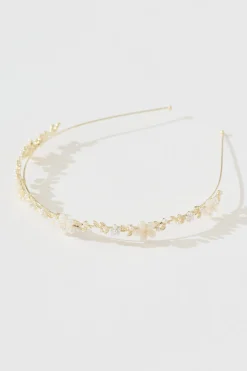 Fashion Dina Headband in Gold with Flower Hair Accessories|Wedding Guest