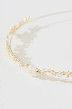 Fashion Dina Headband in Gold with Flower Hair Accessories|Wedding Guest