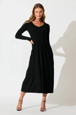 Online Dove Midi Knit Dress in Black Dresses|Knitwear