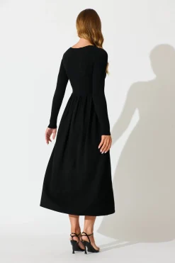Online Dove Midi Knit Dress in Black Dresses|Knitwear