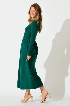 Fashion Dove Midi Knit Dress in Emerald Dresses|Knitwear