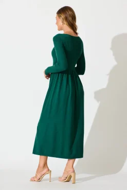 Fashion Dove Midi Knit Dress in Emerald Dresses|Knitwear