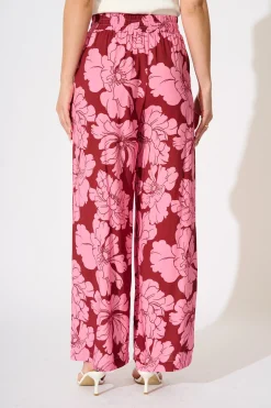 Best Dreamy Pant in Wine with Pink Floral Bottoms