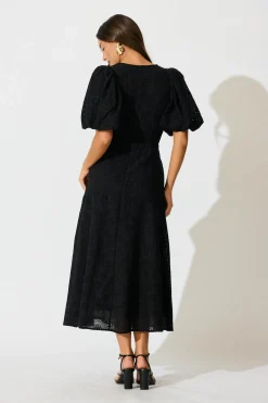 Online Duchess Maxi Dress In Black Broderie Cotton Dresses|Party