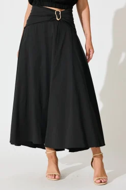 Online Dusk to Dawn Maxi Skirt in Black Cotton Bottoms|Skirts & Shorts