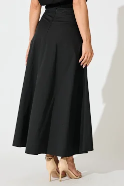 Online Dusk to Dawn Maxi Skirt in Black Cotton Bottoms|Skirts & Shorts