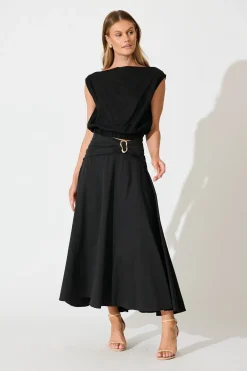 Online Dusk to Dawn Maxi Skirt in Black Cotton Bottoms|Skirts & Shorts