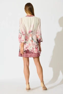 Discount Dusky Flora Dress in Wine Floral Linen Blend Dresses|Casual