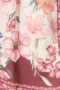 Discount Dusky Flora Dress in Wine Floral Linen Blend Dresses|Casual
