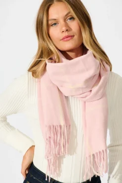 Sale Elaine Scarf in Blush Pink Plaid Scarves