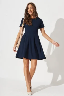 Discount Elizabeth Dress In Textured Navy Dresses|Party