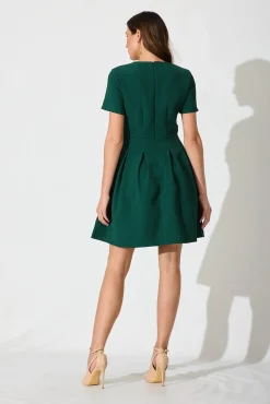 Hot Elizabeth Dress In Textured Emerald Dresses|Casual