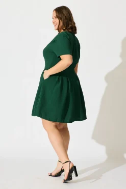 Hot Elizabeth Dress In Textured Emerald Dresses|Casual